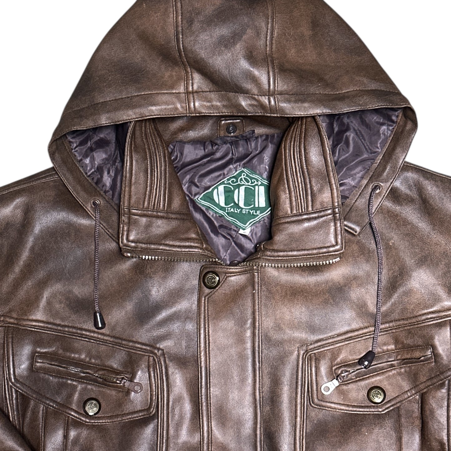 CHAQUETA CUERO 4 BOLSILLOS